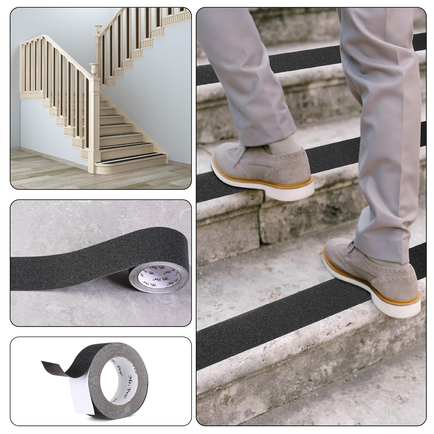 OHAYO Anti Slip Tape 10 Meter x 25mm Black Non Skid Safety Traction Tape, PET Material with Solvent Acrylic Adhesive, Fall Resistant Grip Strip Compatible with Slippery - Image 5