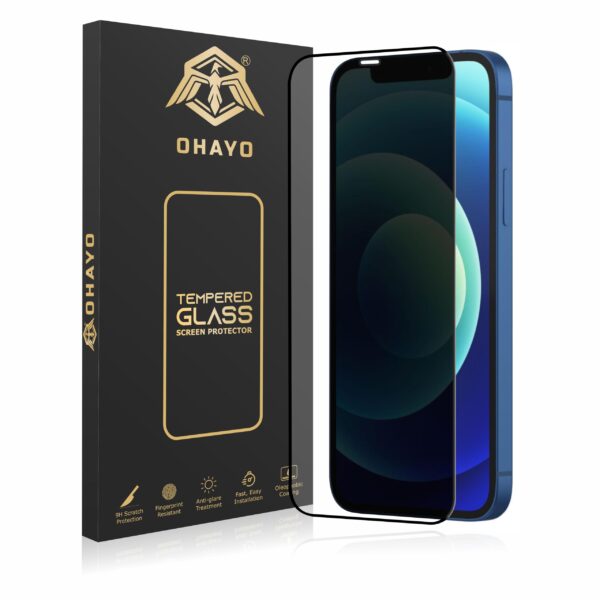 OHAYO Military-Grade Anti-Spy Privacy Screen Protector Compatible with iPhone 12 Pro Max | Edge-to-Edge Full Coverage, 9H Hardness, Scratch Resistant, HD Clarity, Bubble-Free Installation Kit | [Not Tempered Glass]