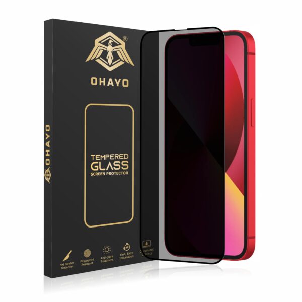 OHAYO Privacy Tempered Glass Screen Protector Compatible with iPhone 13 Mini – 9H Anti-Spy Protection, HD Clear View, Bubble-Free Installation, Scratch Resistant, Case-Friendly Fit