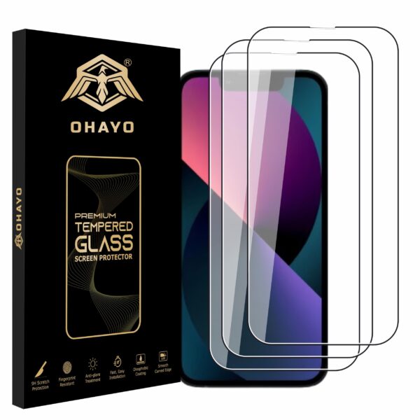 OHAYO Military-Grade Gorilla Screen Protector compatible with iPhone 13 / 13 Pro / 14 / 16e / 17e, 9H Hardness, Edge-to-Edge Full Coverage, Bubble-Free Easy Installation Kit, Scratch Resistant, HD Clear Display Protection [Not Tempered Glass]