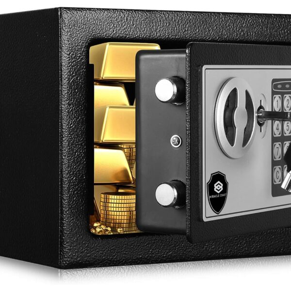 MIRACLE COAST 6L Digital Safe Locker for Home & Office | Electronic Keypad Security Box with Emergency Keys | Compact Tijori for Cash, Jewellery & Documents | Wardrobe Compatible Mini Locker, Black